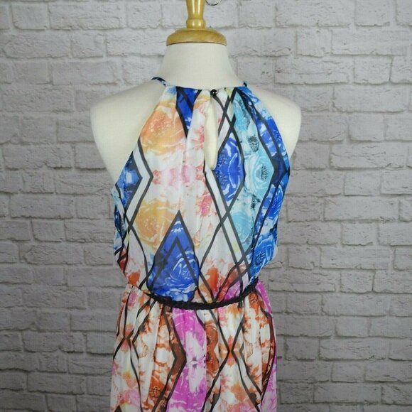 NWT LILY ROSE Dress Maxi Halter Long Floral Belted S - Picture 5 of 12